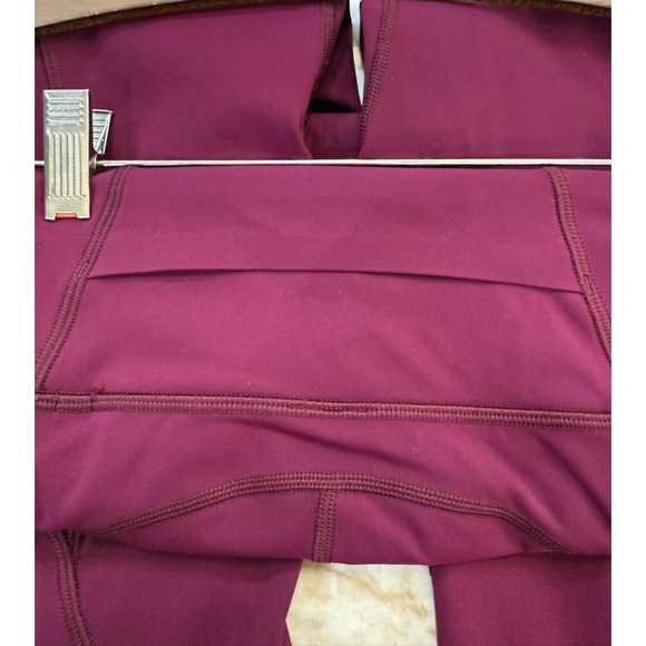 Lululemon Athletic Yoga Leggings Plum Side Pockets Waist Pocket Sz 2 Inseam 28" - Picture 5 of 7